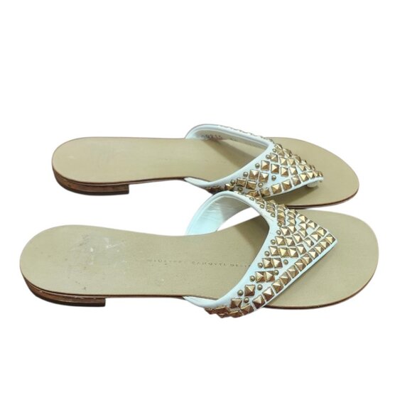 Giuseppe Zanotti White Leather Studded Sandals Women’s Size 36 Vero Cuoio - Picture 4 of 11